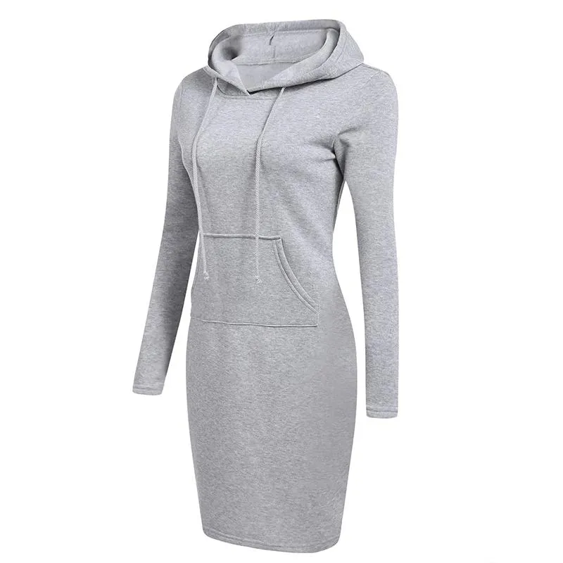 Women hooded drawstring long dressy tunic sweatshirts with pockets