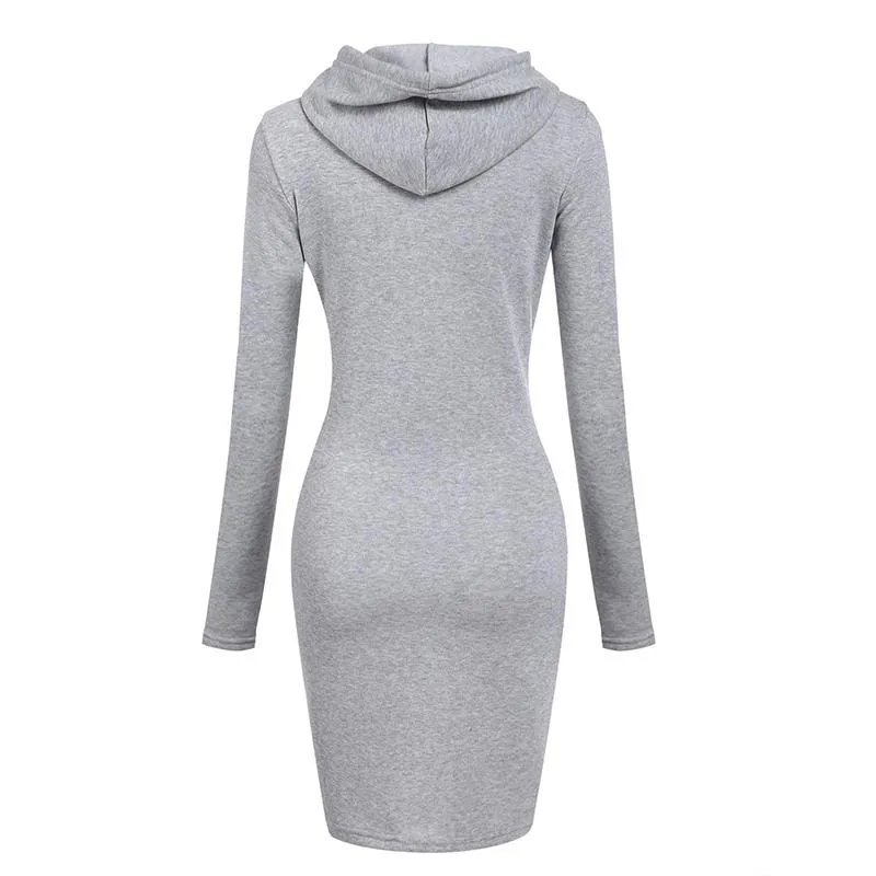 Women hooded drawstring long dressy tunic sweatshirts with pockets