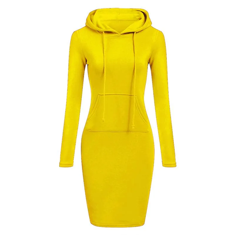 Women hooded drawstring long dressy tunic sweatshirts with pockets