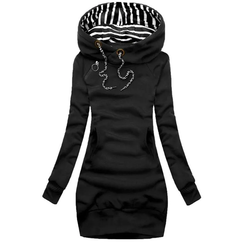 Women winter hoodie slim fit casual tunic sweatshirts with pocket