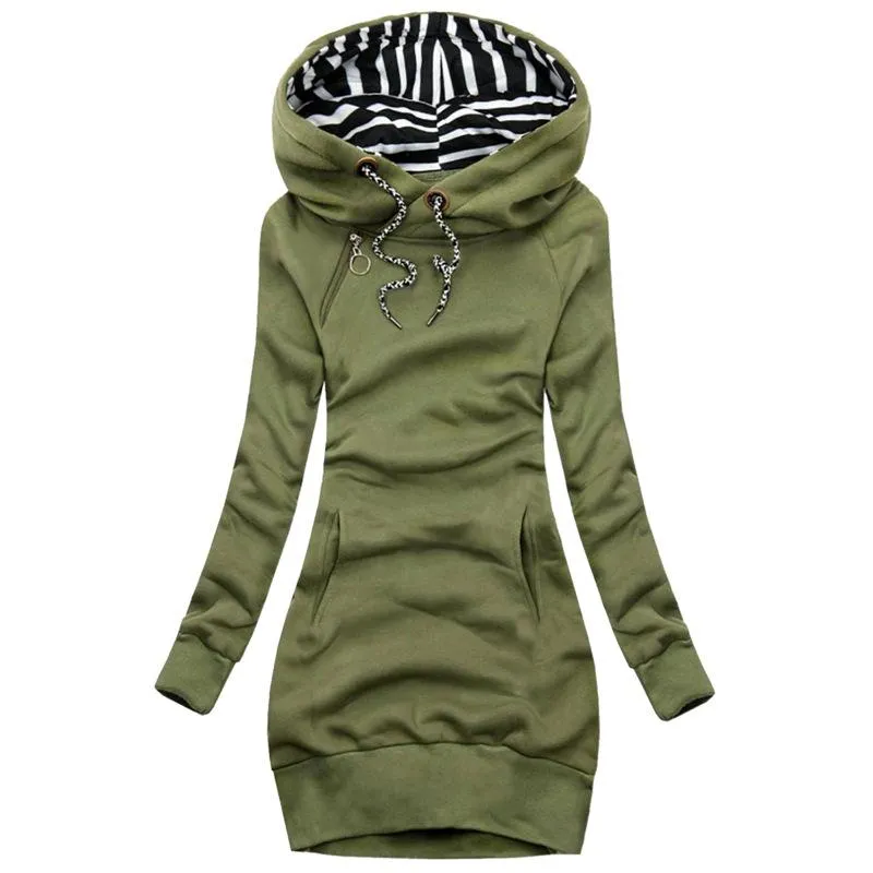 Women winter hoodie slim fit casual tunic sweatshirts with pocket