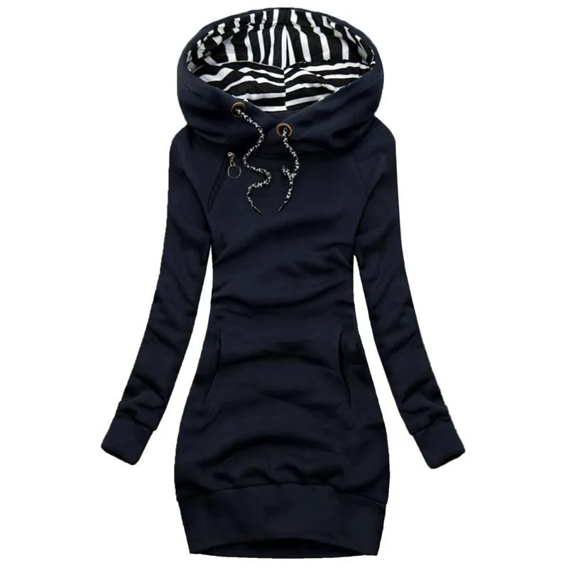 Women winter hoodie slim fit casual tunic sweatshirts with pocket