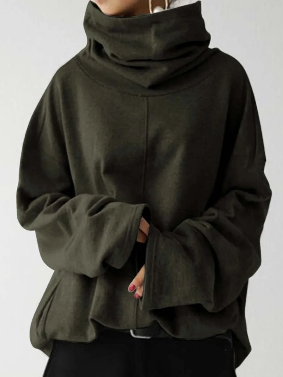 Women's Oversize Casual Long-sleeved Turtleneck Sweatshirt