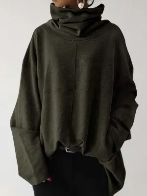 Women's Oversize Casual Long-sleeved Turtleneck Sweatshirt