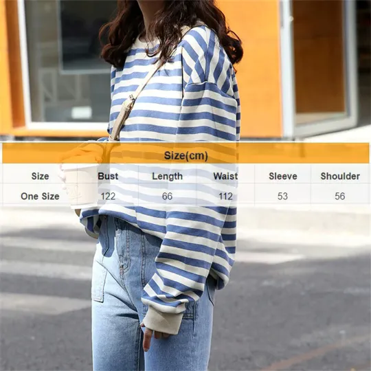 Women's Streetwear Loose Stripes Sweatshirt (One Size)