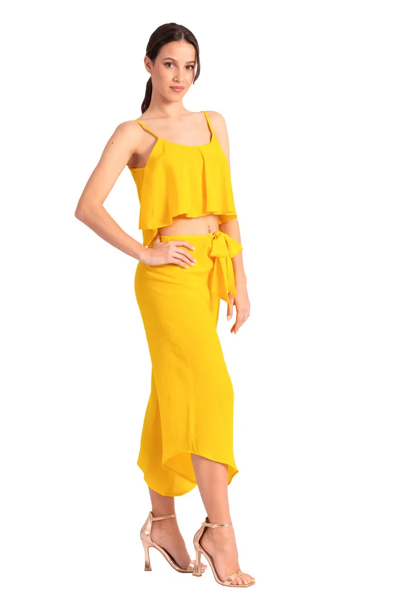 Yellow Loose Crop Top With Bust Lining