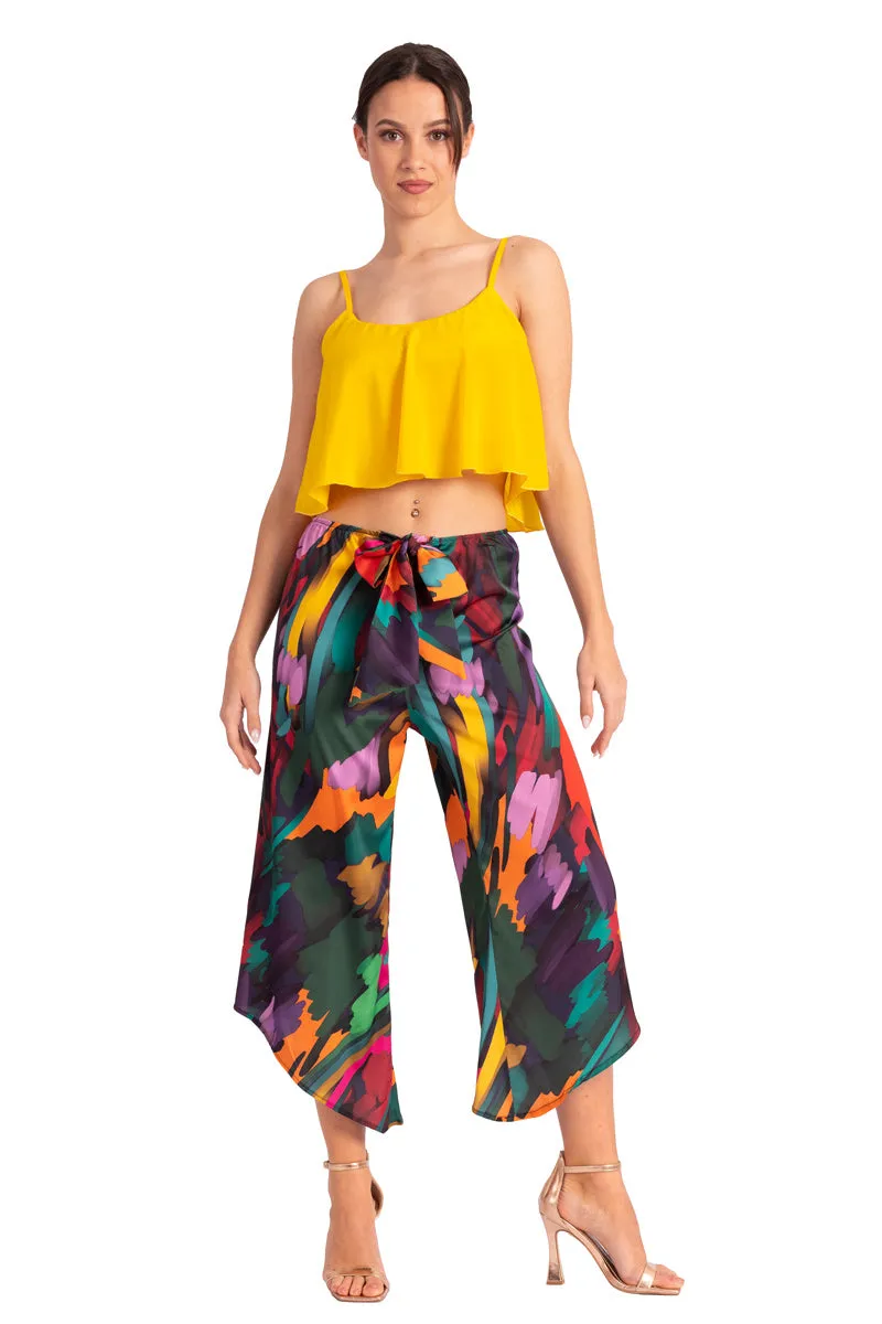 Yellow Loose Crop Top With Bust Lining